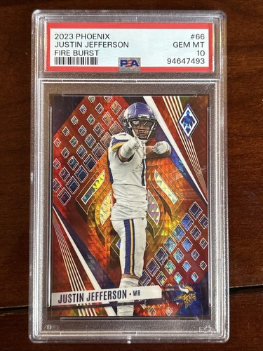2023 Phoenix Justin Jefferson Fire Burst #/340 PSA 10 Vikings