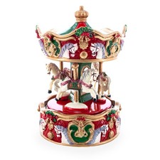Merry-Go-Round Melody: Musical Figurine with Spinning Carousel Horses