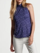 $95 Peter Millar Women’s Scottie Tossed Print Sleeveless Top- Navy Blue- Small