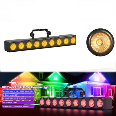 RGBW 9LED DMX Stage Wall Wash Bar Light Strobe skipping Effect Beam Light