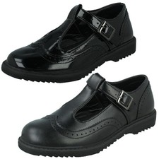 Girls Spot On Buckle T-Bar Brogue 'H2R664' Formal School Shoes
