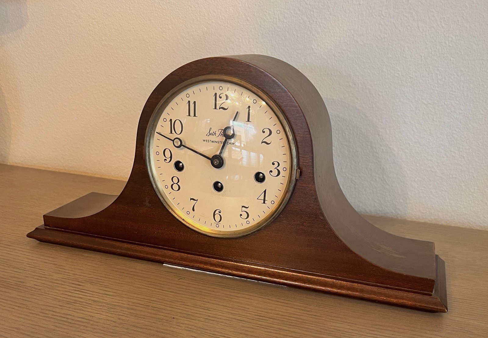 Vtg Seth Thomas Antique Wood Mantle Westminster Chime Clock 