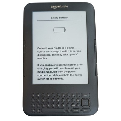 Amazon Kindle Keyboard 3rd Gen WiFi D00901 eReader . Stuck On Empty Battery