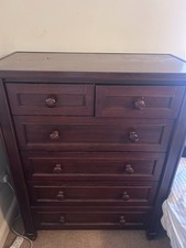 Dark Wood Brown 6-Drawer Chest of Drawers w/ Knob Handles 50x38x20in