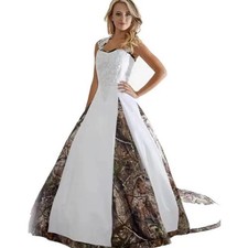 Western Camo Wedding Dress Straps Corset Sleeveless Elegant Satin Bridal Gowns