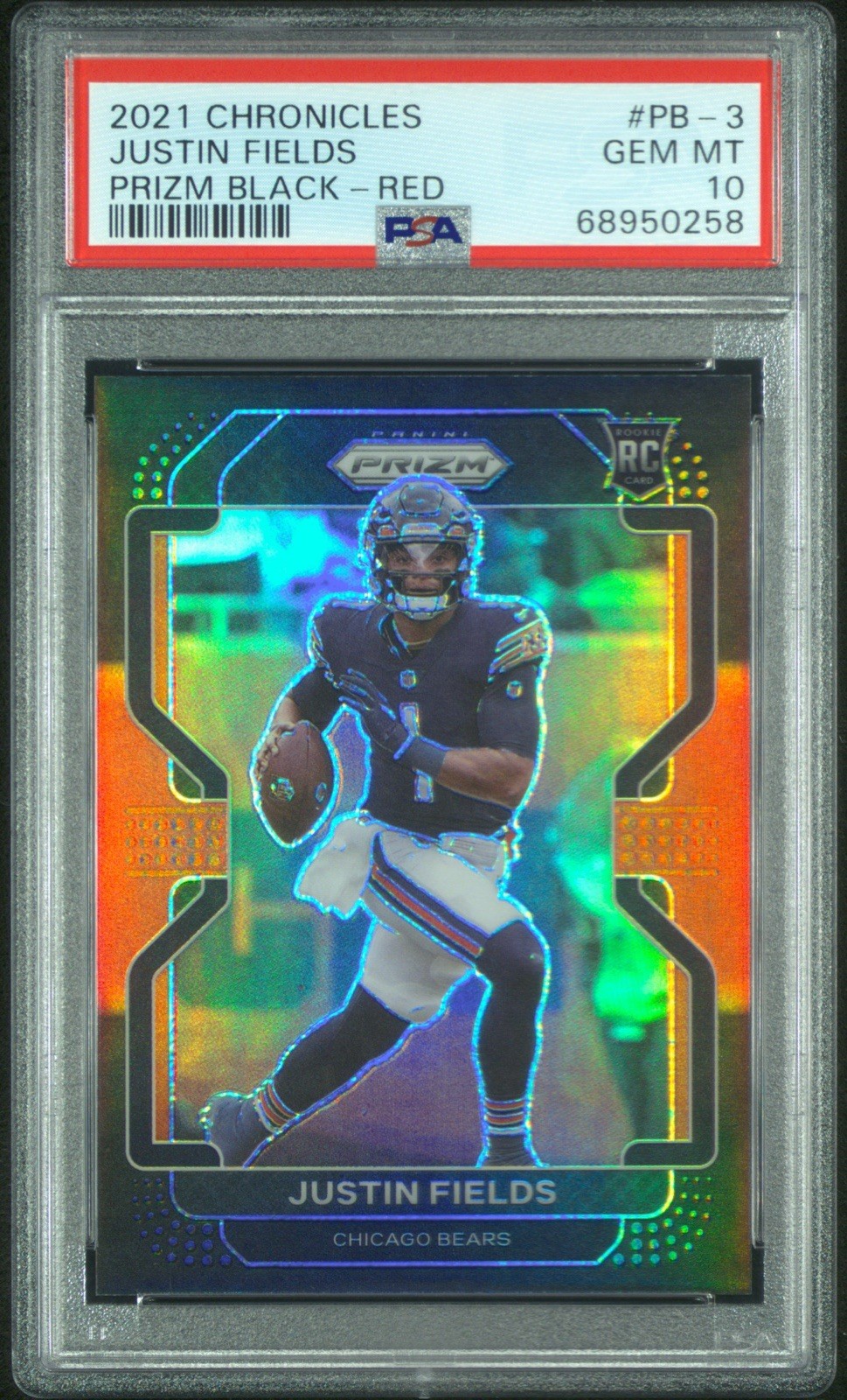 Justin Fields 2021 Panini Chronicles Prizm Black Red RC 01/99 PSA 10! Jersey #