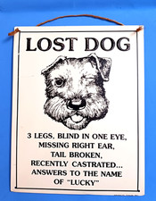 LUCKY DOG Funny Sign, Decorative Print on Metal, Wall Hanger, 8.5"x 11",