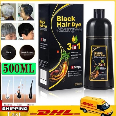 Dark Brown Black Hair Dye Shampoo Instant Hair Color Shampoo for Gary Hair 500ML