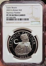 2022 UK Royal Mint Tudor Beasts Seymour Panther 1oz Silver Coin NGC PF70 Box COA