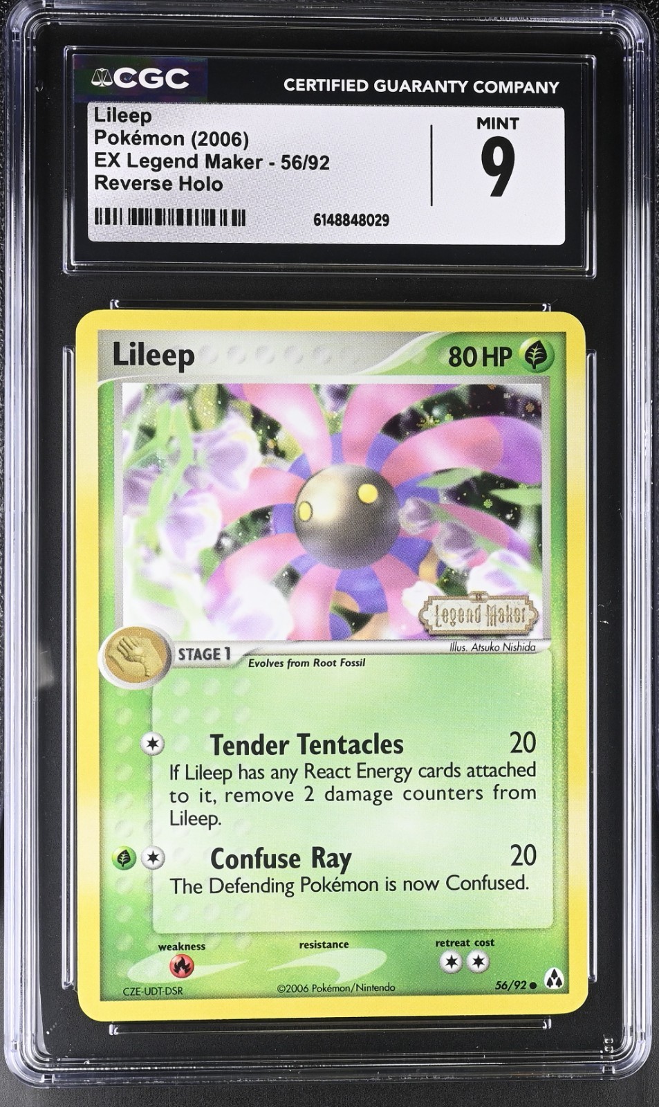 Pokemon Lileep 56/92 Reverse Holo EX Legend Maker - CGC 9
