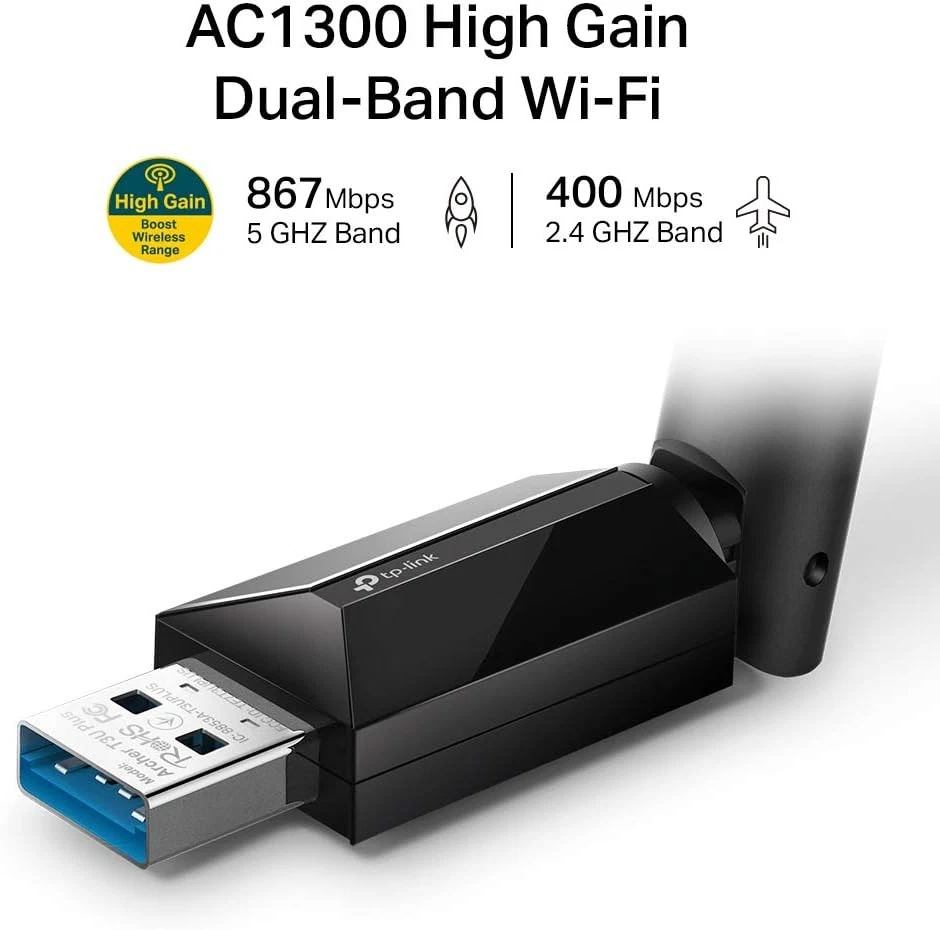 TP-Link AC1300 High Gain USB 3.0 Wi-Fi Dongle, Dual Band MU-MIMO Wi-Fi Adapter w - Image 2 of 4