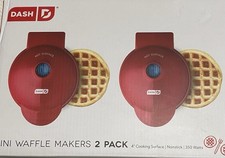 Dash Mini Waffeleisen 2er Pack 4" Antihaft Rot Offene Box Komplett NEU IN BOX ANSEHEN