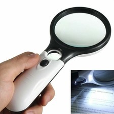 3 LED Light 45X Handheld Magnifier Reading Magnifying Glass Lens Jewelry Loupe   