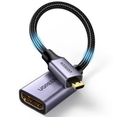 UGREEN 4K Micro HDMI auf HDMI Adapter 60Hz 3D Kabel 25cm Grau für Raspberry Pi