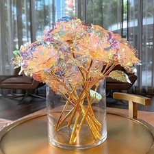 5/10Pcs Rainbow Gold Foil Roses Artificial Forever Flowers Mother's Day Gift