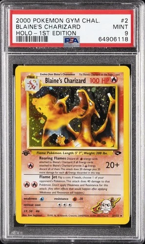 2000 POKEMON GYM CHALLENGE HOLO-1ST EDITION #2 BLAINE'S CHARIZARD PSA 9