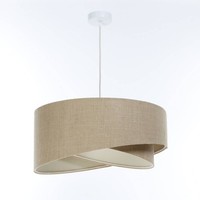 Pendelleuchte HäNgelampe Schlafzimmer Stoff Natur E27 Ø 40 Cm Boho Verstellbar