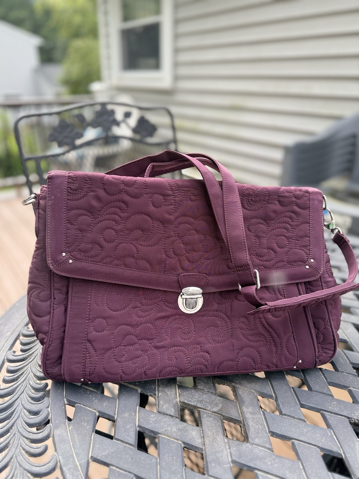 Vera Bradley Attache Laptop Briefcase Tote Adjustable Strap Retired Style.