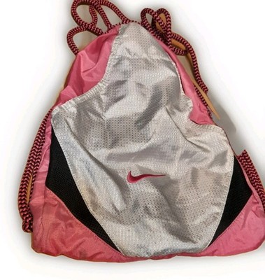 girl nike drawstring backpack Nike Womens Girls Pink And Gray Drawstring Sports Bag Backpack Zippered  Clean
