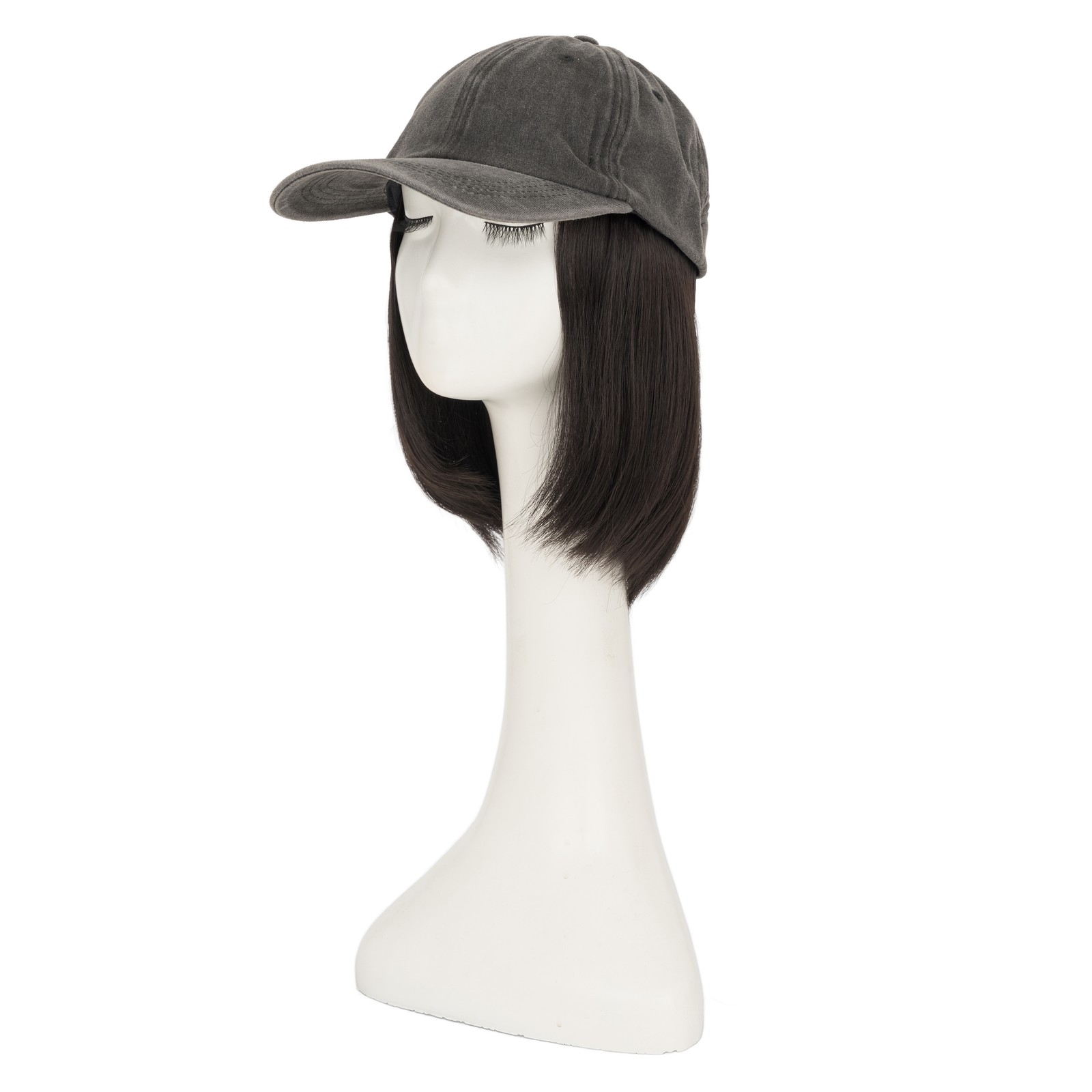 8" Short Curly Baseball Cap Wig Adjustable Baseball Hat with Attached Thick Hair - Thumbnail 3