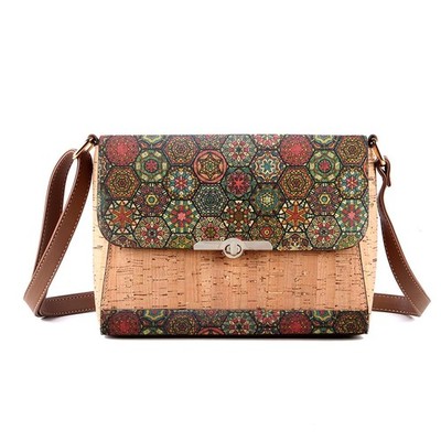 Tuokrisa Natural cork zipper Secret key Double latch adjustable shoulder bag