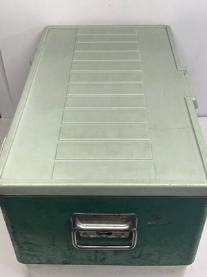 Vintage Coleman Green Metal Low Boy Cooler with Natural Patina