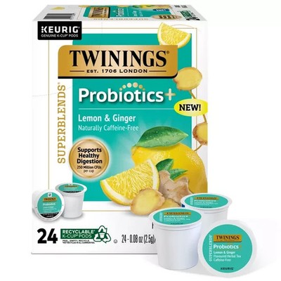 Twinings Probiotic Lemon Ginger 24 to 144 Count Keurig K cups Pick Any Size