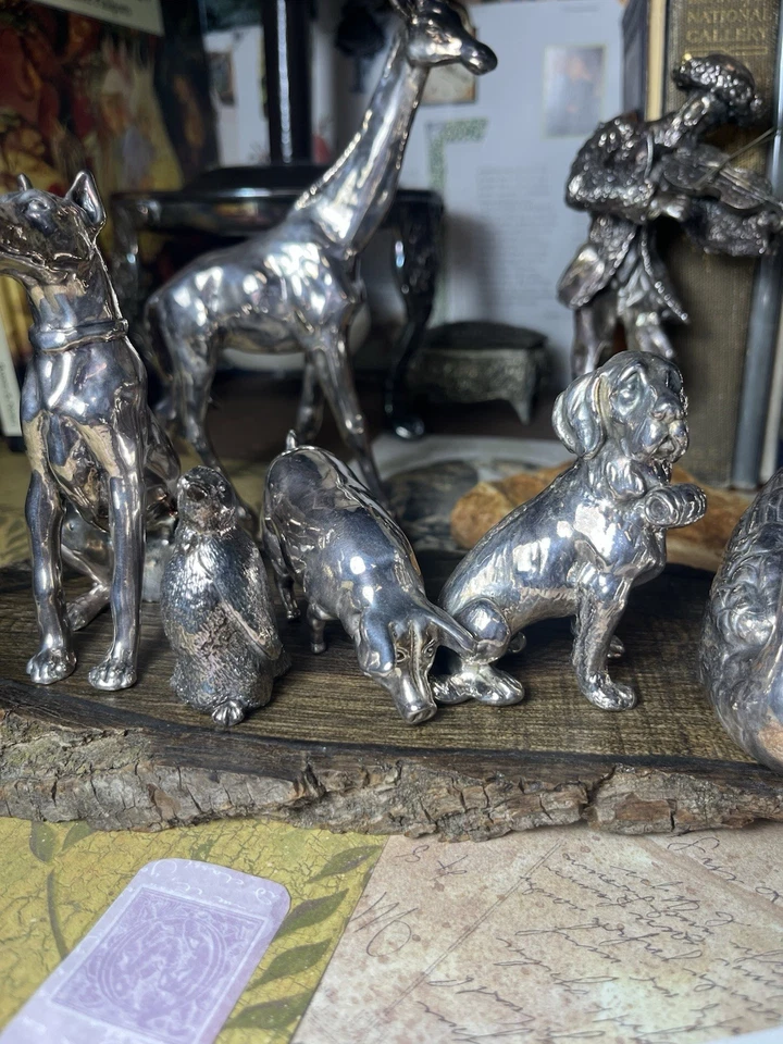 Lote de 9 figuras esterlinas SwanDogs cerdo pingüino caballo jirafa violinista V7 G2U Foto 3 de 4