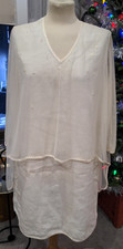 Wendell Rodricks Women's Dress Cream Linen Laced Top Size L
