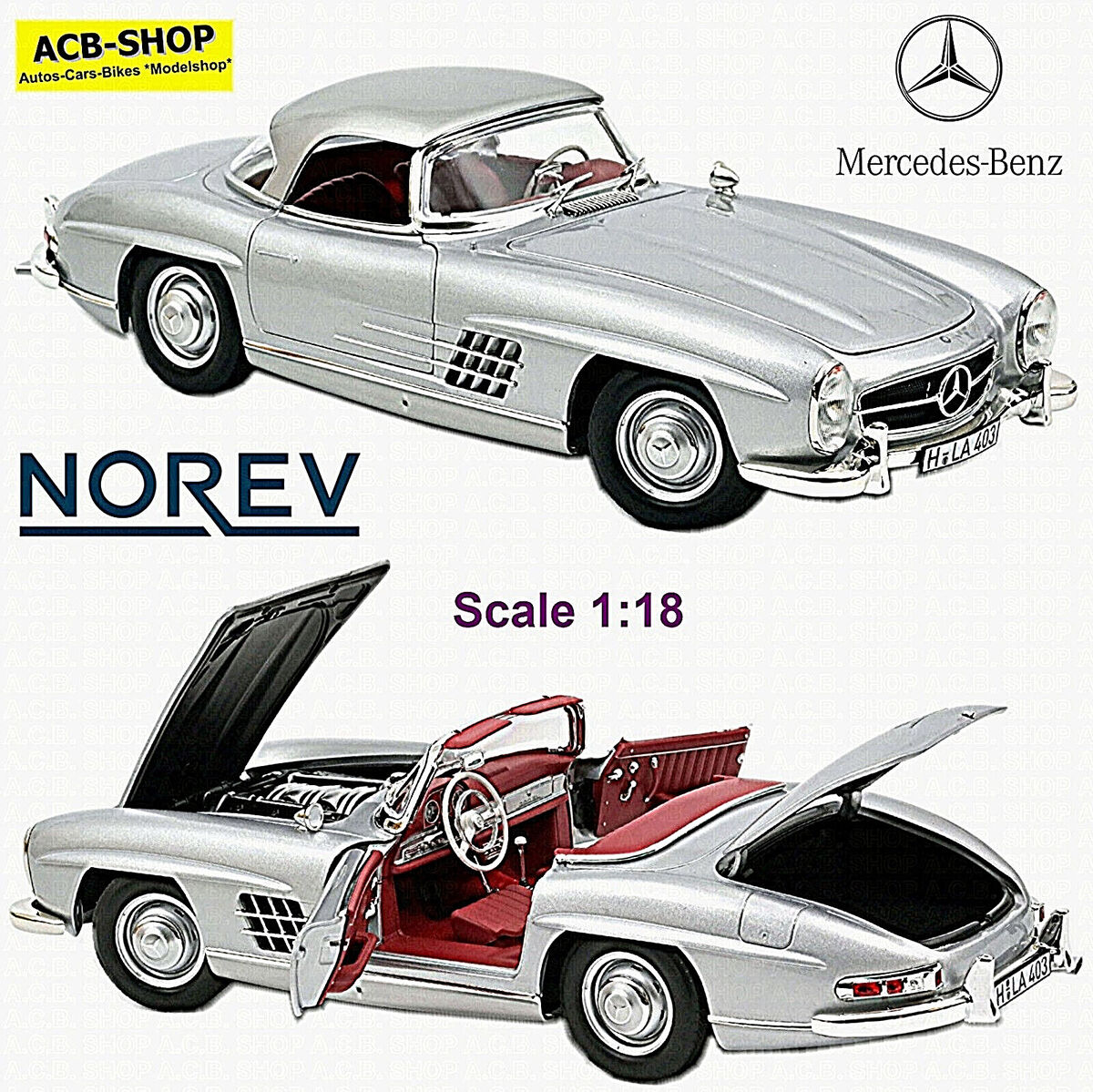 Mercedes Benz 300 SL Roadster W 198 II 1957-63 Silver Mercedes Benz 300 SL Roadster W 198 II 1957-63 Silver
