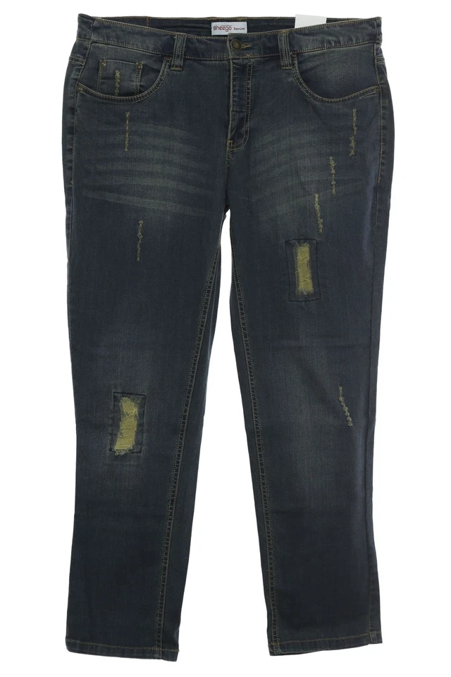 sheego Jeans Die Schmale Slim Fit Hose Pants Damen Stretch Used Look Kurzgröße - Bild 1 von 1