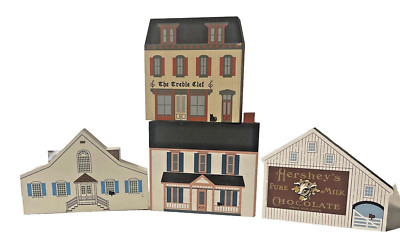 The Cats Meow Village Wooden Collectibles Lot of 4 Vintage Thorpe Hersheys 1990s