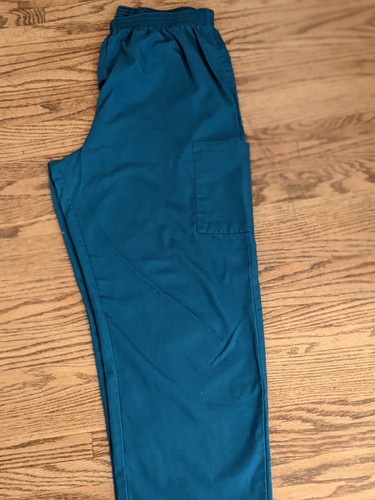 Medical Nursing Scrubs Scrub Wear flowered top M Fundamentals pants blue green - Picture 6 of 7
