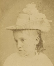 YOUNG GIRL IN FANCY HAT. ALBUMEN BY J. SPERBER, ALLEGHENY, PA.