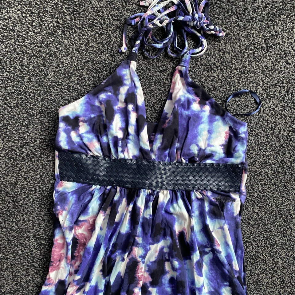 Firetrap Blue White vintage halter neck maxi dress size XS - Image 2 of 4