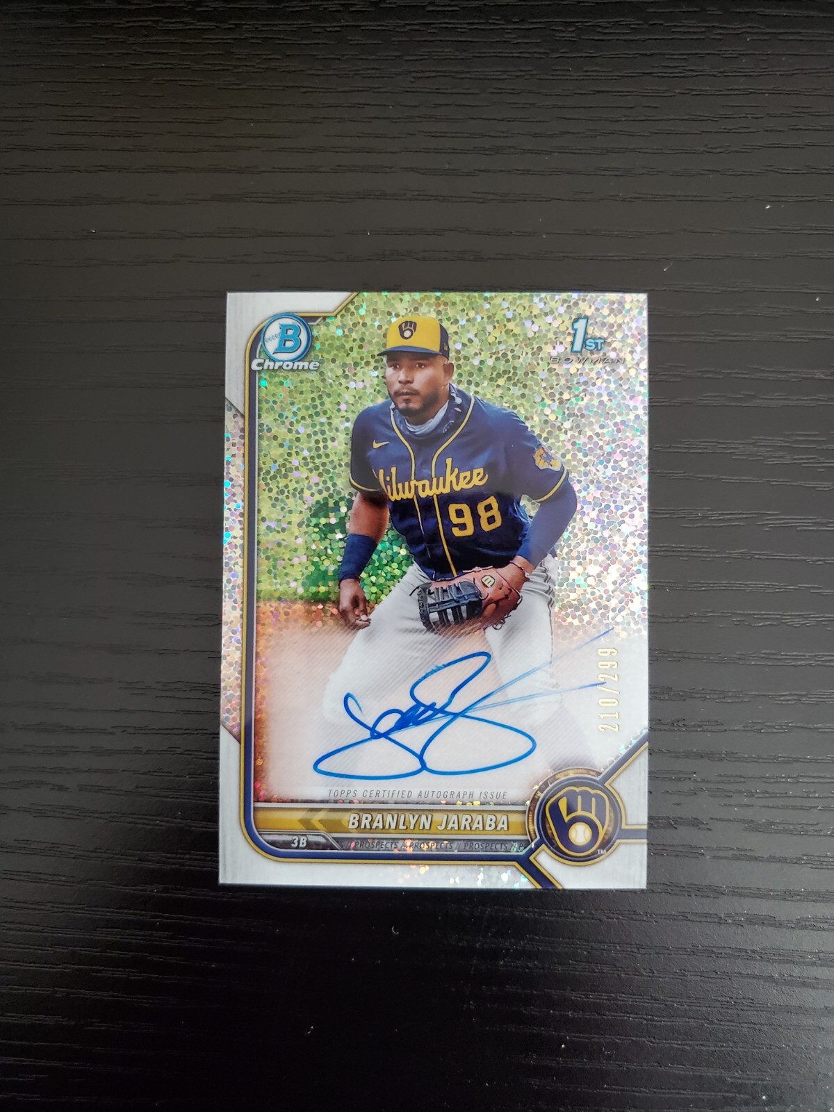 Branlyn Jaraba - 2022 Bowman Chrome Autograph 1st SPECKLE REFRACTOR AUTO 210/299