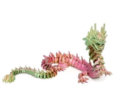 3D Printed Dragon Articulated Chinese Dragon 12 In Pink Green