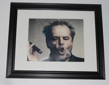 Large Framed Jack Nicholson with Cigar Smoke Ring Poster Black Frame 24" by 20"
