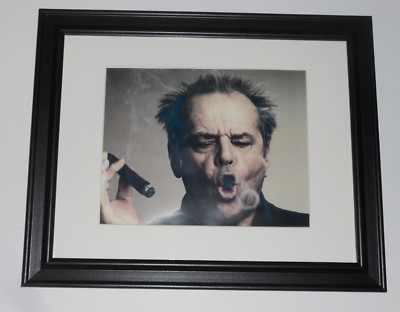 Large Framed Jack Nicholson with Cigar Smoke Ring Poster Black Frame 24'' by 20''