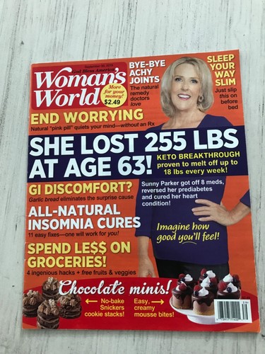 ~Woman's World Magazine September 30, 2019 ~Lost 255 lbs at 63, Achy joints, GI