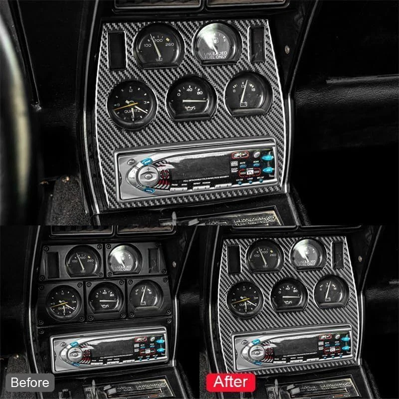 Panel de control central de fibra de carbono suave real para Chevrolet Corvette C3 1968-1982 Foto 3 de 4