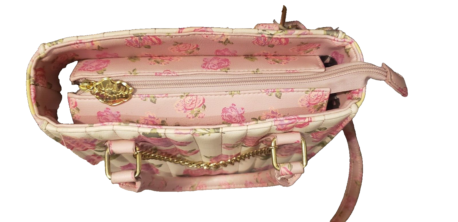 LUV BETSEY JOHNSON PINK FLORAL ROSES ADDY CROSSBODY HAND BAG PURSENEW