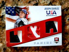 JOSEPH CHARLES 2015 Panini USA Baseball Game Used TRIPLE PATCH #28/35 Card