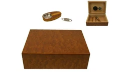 ANGELO DARK BROWN CIGAR HUMIDOR in GIFT SET ** NEW ** H 3.15 × W 9.45 × D 7.09"