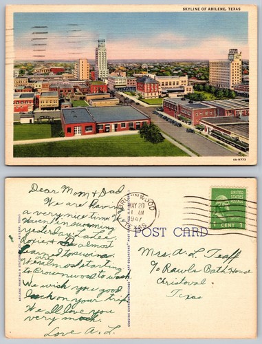 Abilene Texas TX City Skyline Aerial View Postcard