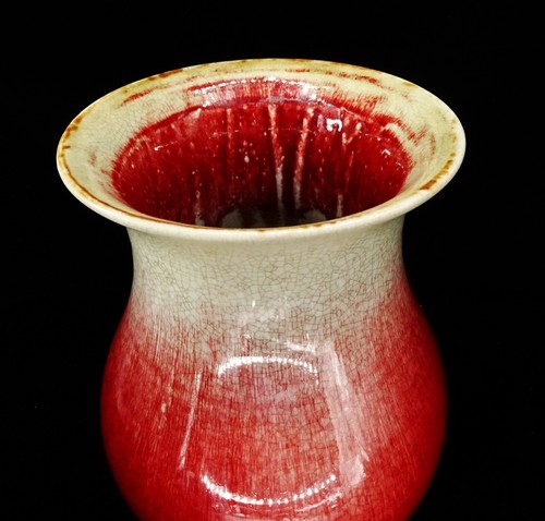 VASE ROUGE SANG DE BOEUF FLAMBE - PORCELAINE - CHINE QING 20° S - Photo 13 sur 20