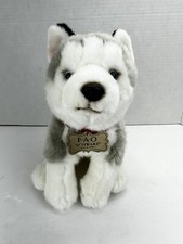 Fao Schwarz Siberian Husky Puppy Dog Plush 10"