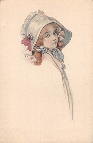 POSTKARTE GLAMOUR DAS MÄDCHEN IN DER MOTORHAUBE