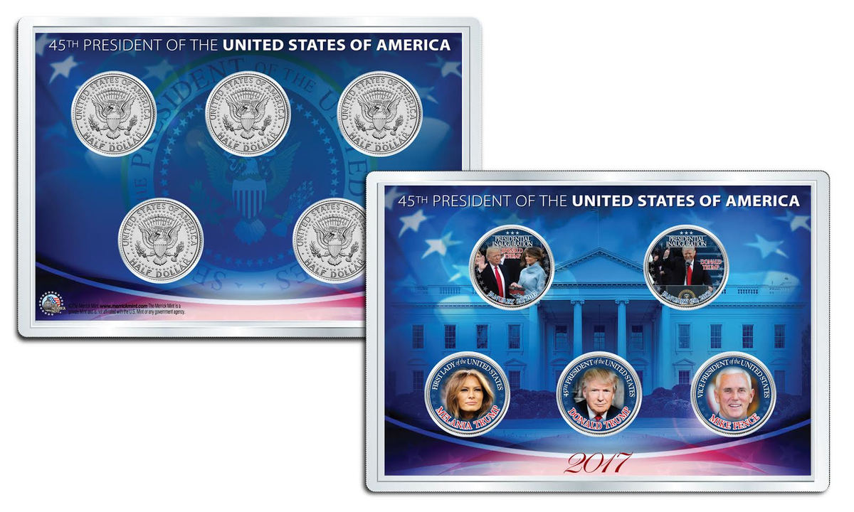 DONALD TRUMP 2017 JFK Half Dollar US 5-Coin Set in PREMIUM HOLDER