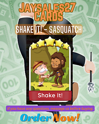 Monopoly GO! Card - Shake it! - Sasquatch - 5 Star Fast Delivery